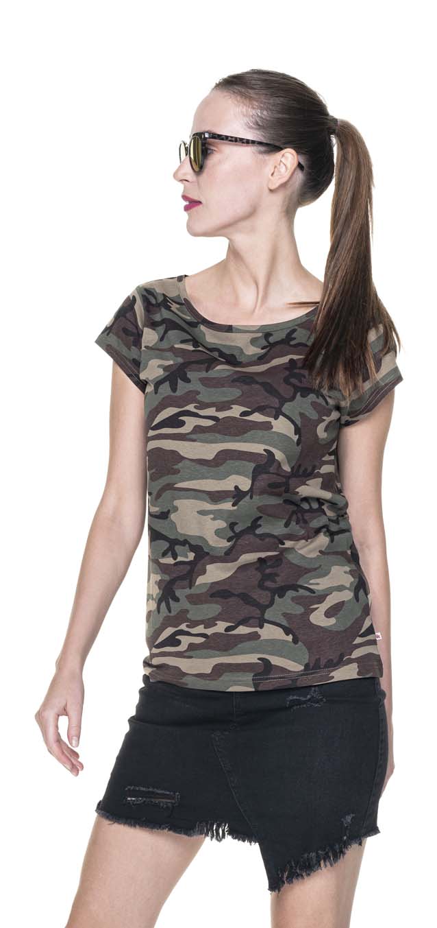 T-shirt Crimson Cut Camo Lady