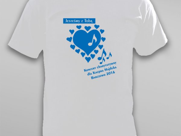 Koszulki na kocert charytatywny dla Kacpra Hajduka