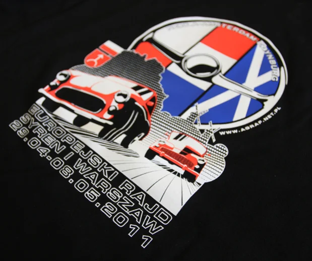 Koszulka na rajd Syren i Warszaw Nekla-Amsterdam-Edynburg