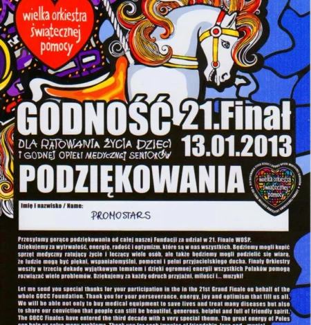 Podziękowania od Wielkiej Orkiestry Świątecznej Pomocy